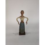 Continental Santos figure with polychrome decorated body, 18th century, 15"h