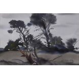 Maurice Logan (American, 1886-1977), Untitled (Cypress Trees in the Wind), watercolor, signed