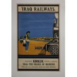 "Iraq Railways. Railhead Kirkuk Entrance to Kurdistan, Iraq - The Cradle of Mankind," vintage