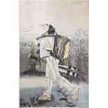 Chinese painting, hanging scroll, Female Photographer, with seal and calligraphy signature of