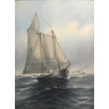 Willis Plummer (American, 1838-1935), Sailboat on Rough Seas, 1921, oil on canvas, signed and