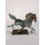 Daum Nancy pate de verre figural sculpture depicting a horse, executed in blue to amber, signed at
