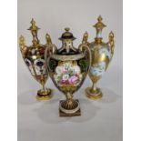 (lot of 3) Royal Crown Derby porcelain urns, one having Imari decoration, another with floral