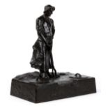 An Adolf Pohl (Austrian, 1872-1930) figural bronze inkwell, depicting a laborer gazing downward,