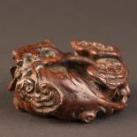 A carved Chinese ChenXiangmu Ornament , The form of ornament is several strains of lingzhi fugus 1.