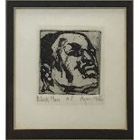 Agnes Mills (American, 20th century), "Black Man," etching, signed in pencil lower right, edition A.