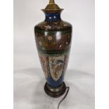 Japanese cloisonne vase, mounted as a table lamp, the tapered form decorated with dragons and