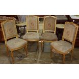 (lot of 4) Louis XVI style giltwood carved salon chairs circa 1900, having a carved frame and