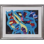 Karel Appel (Dutch, 1921-2006), Abstract Figure and Cat, lithograph in colors, signed lower left,