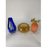 (lot of 3) Art glass group