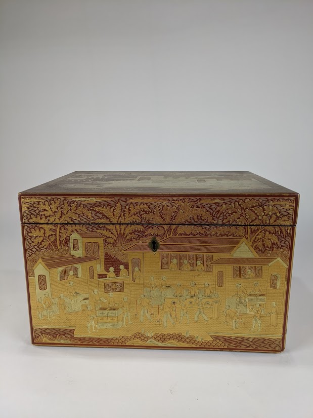 A Chinese gilt and cinnabar lacquer decorated box