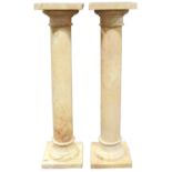 A pair of carved marble pedestals