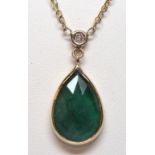 Emerald, diamond, yellow gold necklace