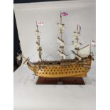 An "HMS Victory" ship model