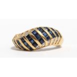 Sapphire, diamond, 18k yellow gold ring