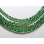 Tsavorite bead, silver multi-strand necklace