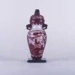 A Chinese Peking Glass Red Overlay Lidded Vase