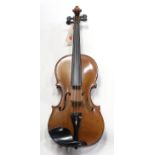 An antique German violin labelled Gustav Herblein Jr