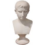 A Classical marble bust of Agustus Caesar