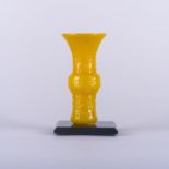 A Chinese Yellow gu-form glass vase