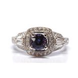 Color Changed sapphire, diamond, 18k white gold ring