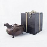 A Chinese Bronze Tripod Teapot