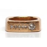 Diamond, 14k yellow gold ring