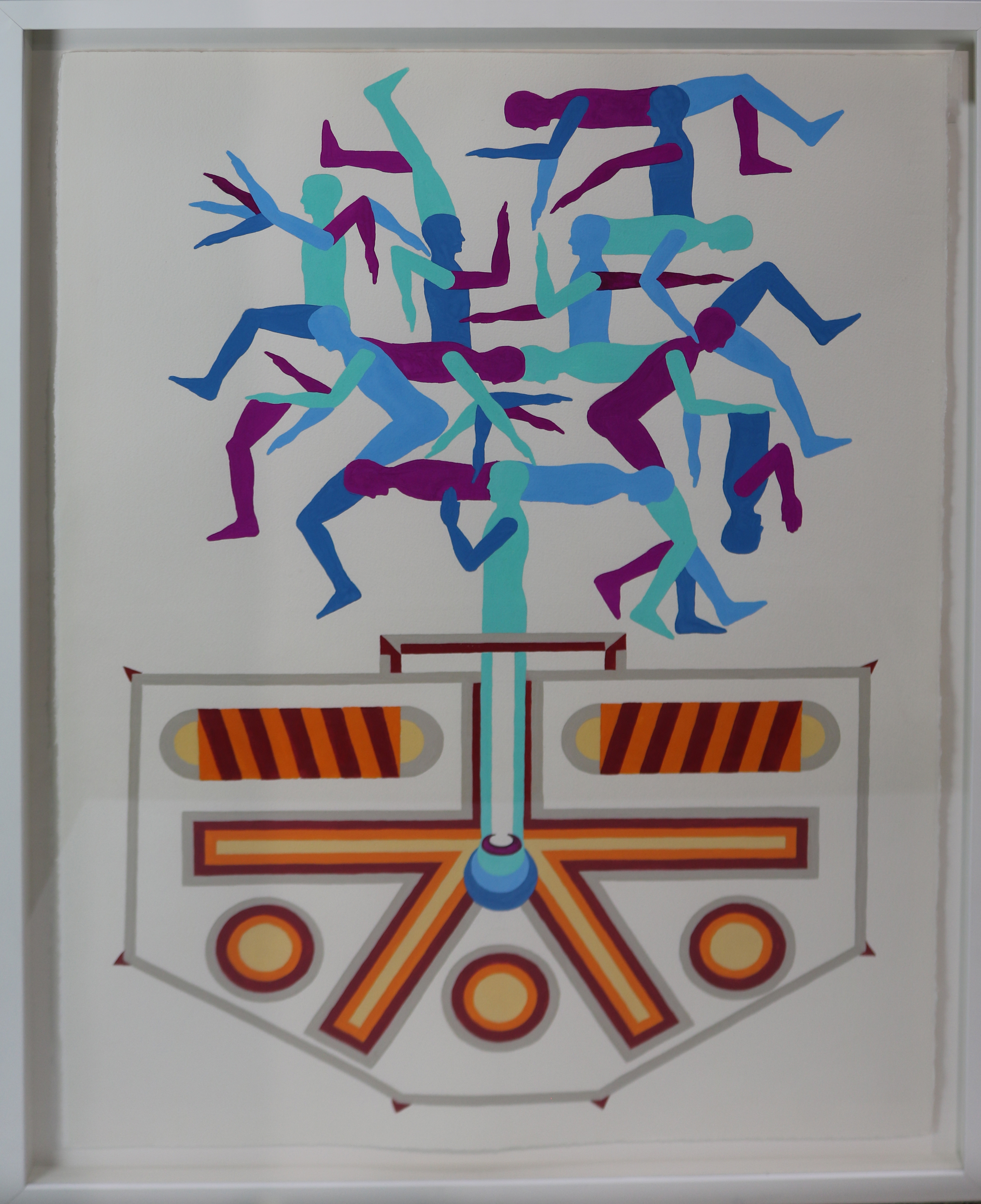 Painting, Abstract Composition (Blue and Purple Figures) - Image 3 of 6