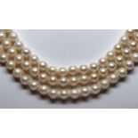 Cultured pearl, diamond, 18k white gold multi-strand necklace