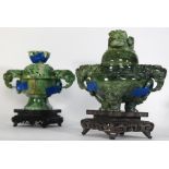(Lot of 2)Two Chinese Hardstone Lidded Censers