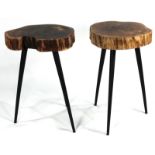A pair of free edge occasional tables