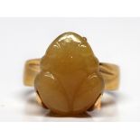 Gump's carved Jadeite, 18k yellow gold ring
