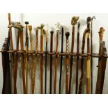 (lot of 20) A mostly Victorian walking stick collection