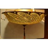 An Italian Modern Fortuny "Scudo Sarenceno" silk ceiling light