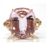 Kunzite, diamond, 18k yellow gold ring