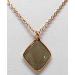 Diamond slice, 18k yellow gold pendant-necklace