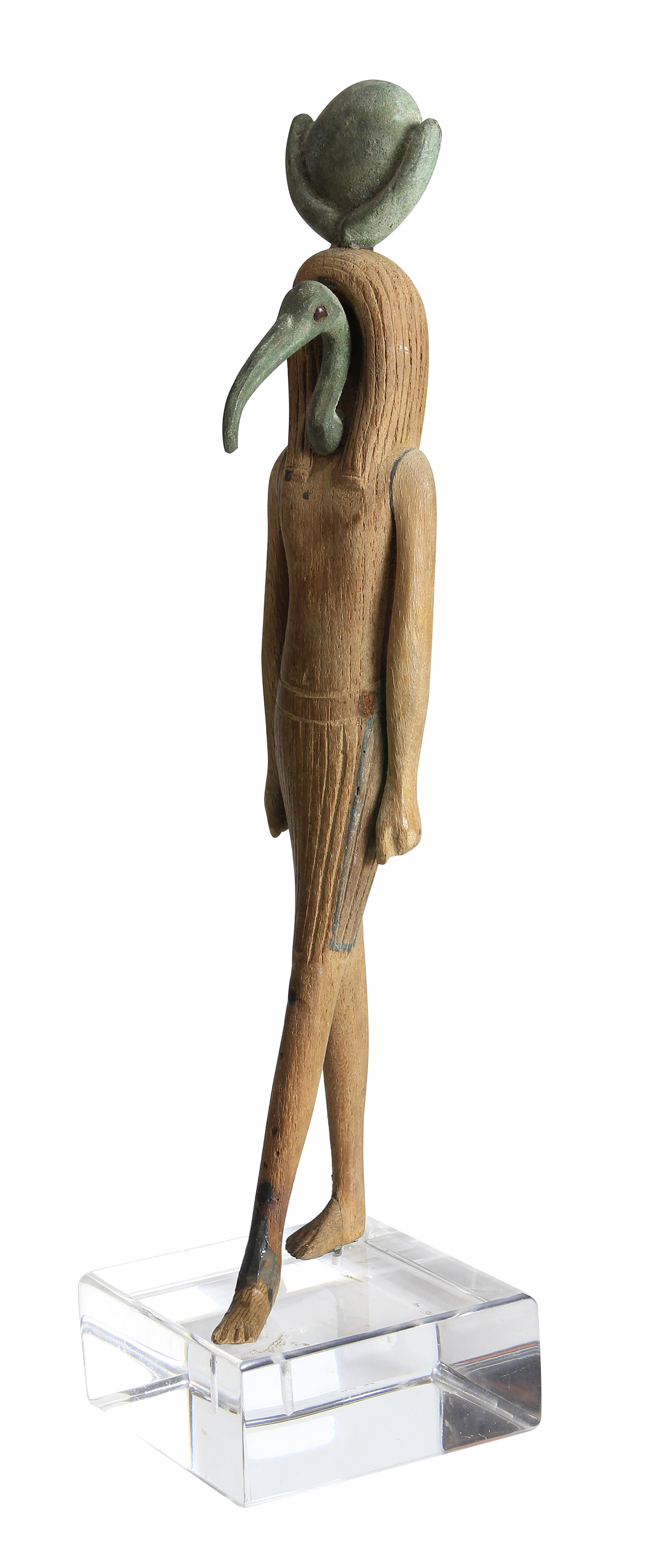An ancient Egyptian bronze and wood figure of Thoth 715-332 B.C.E