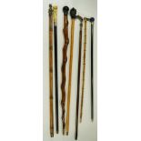 (lot of 7) A group of Victorian walking sticks