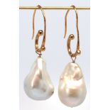 Pair of cultured pearl, metal earrings