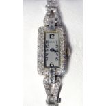 Art Deco Glycine diamond, platinum wristwatch