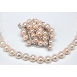 Cultured pearl, gold jewelry suite