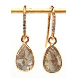 Pair of diamond, 18k yellow gold earrings