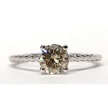 Diamond, 14k white gold ring