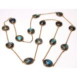 Labradorite, silver gilt link necklace