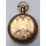 Enamel, 18k yellow gold hunting case pocket watch