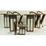 (lot of 5) Arts and Crafts style Arroyo Craftsman copper and slag glass outdoor fixtures