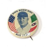 Rare 1927 Ping Bodie Day pinback dated August 27