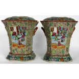 A Pair of Chinese Canto Famille Rose Vases