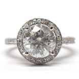 Diamond, 18k white gold ring