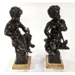 (lot of 2) French patinated bronze figural sculptures depicting metal smiths 19th century